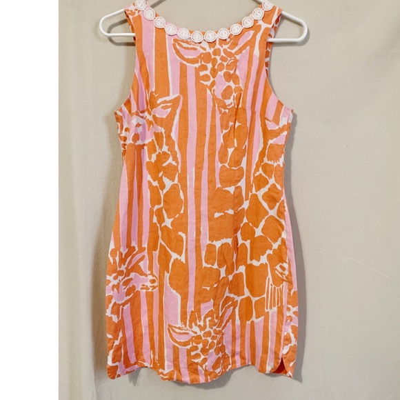 Lilly Pulitzer Dress 4 Small Linen Sleeveless Giraffe Scoop Back